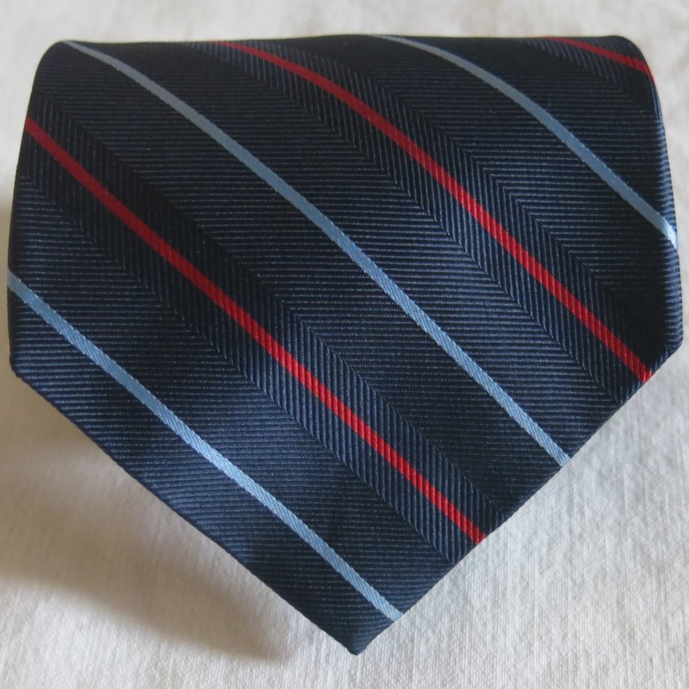 Tommy Hilfiger Multi Color Textured Stripe 100% Silk Neck Tie